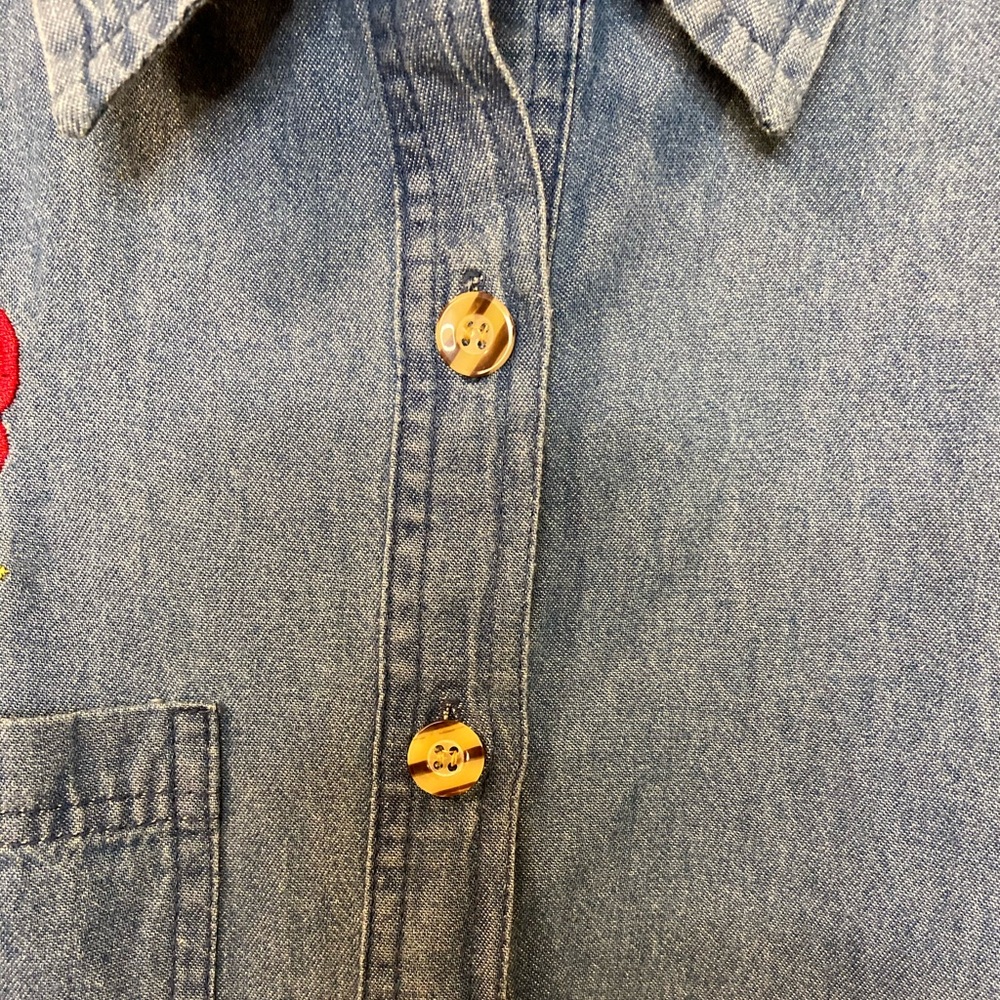 Denim Embroidered Button Down - image 2